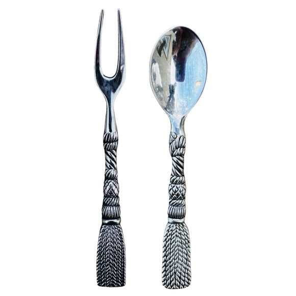 SILEA Vintage Dermitasse Fork & Spoon Silver Plated 4" (set of 6) - Picture 3 of 4